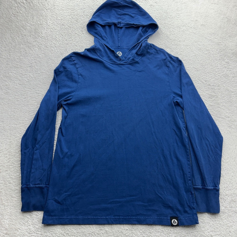 American Giant Mens Blue Long Sleeve Hooded T-Shirt Pullover Size M Made in USA